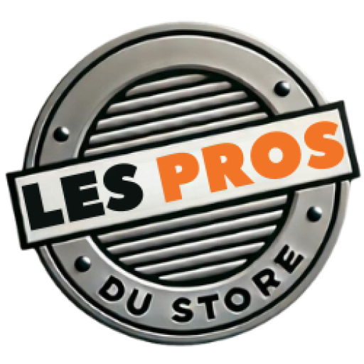 Logo officiel de Les Pros du Store, spécialiste en rideaux métalliques et volets roulants.